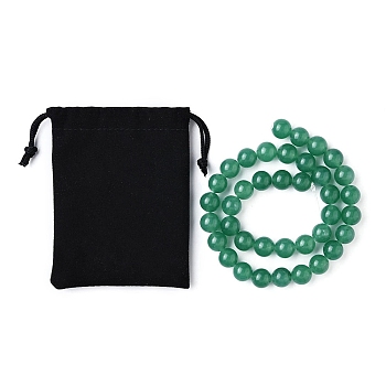 1 Strand Natural Green Aventurine Beads Strands, Round, Dyed, with Velvet Packing Pouches, 10mm, Hole: 1mm, about 38pcs/strand, 15.7 inch