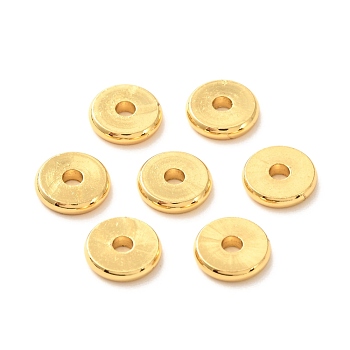 Brass Spacer Beads, Long-Lasting Plated, Flat Round/Disc, Heishi Beads, Real 18K Gold Plated, 8x1.5mm, Hole: 2mm