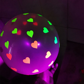Luminous Rubber Balloon, for Party Festival Home Decorations, Heart, 300mm, 10pcs/bag