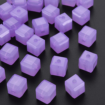 Imitation Jelly Acrylic Beads, Cube, Dark Orchid, 11.5x11x11mm, Hole: 2.5mm, about 528pcs/500g
