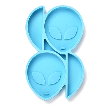 DIY Straw Decoration Silicone Molds, Resin Casting Molds, Clay Craft Mold Tools, Alien Shape, Blue, 103x63x10mm, Inner Diameter: 50x42mm and 47x17mm