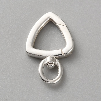 Sterling Silver Swivel Clasps, with Spring Gate Clasps, Triangle, Silver, 20x12.5x3mm, Hole: 3x3.5mm