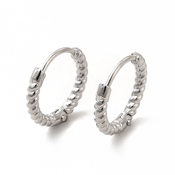 316 Stainless Steel Hoop Earrings for Women, Stainless Steel Color, 13x14x2mm, Pin: 0.8mm