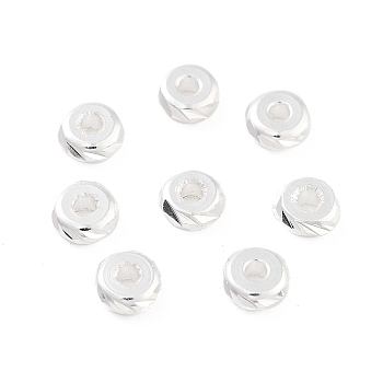 Brass Beads, Cadmium Free & Lead Free, Flat Round, 925 Sterling Silver Plated, 4.5x2mm, Hole: 1.5mm