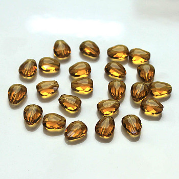 Imitation Austrian Crystal Beads, Grade AAA, Faceted, teardrop, Sienna, 8x6x3.5mm, Hole: 0.7~0.9mm