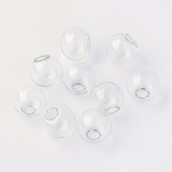Round Mechanized Blown Glass Globe Ball Bottles, for Stud Earring or Crafts, Clear, 11~12mm, Half Hole: 3~5mm