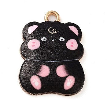 Rack Plating Alloy Enamel Pendants, Golden, Hamster Charm, Black, 23x17x3mm, Hole: 2mm