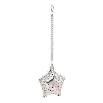 Tarnish Resistant 304 Stainless Steel Tea Infuser, Star with Chain Hook, Tea Ball Strainer Infusers, Stainless Steel Color, 175mm