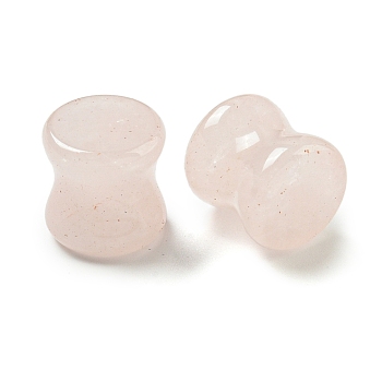 Natural Rose Quartz Ear Gauges Flesh Tunnels Plugs, Heart, 12~12.5x12~12.5mm