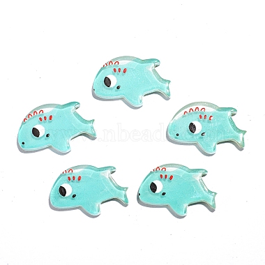 Pale Turquoise Fish Resin Cabochons