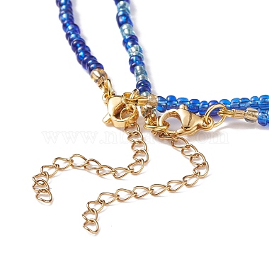 2Pcs 2 Style Resin Evil Eye & Glass Seed Beaded Necklaces Set for Women(NJEW-JN03939)-5