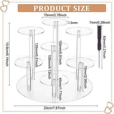 7-Tier Flat Round Acrylic Minifigures Organizer Display Risers(ODIS-WH0038-44A)-2