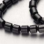 Non-magnetic Synthetic Hematite Bead Strands, Column, Original Color, 6x6mm, Hole: 1mm, about 67pcs/strand, 15.7 inch(G-F300-28-09)