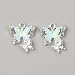 Alloy & Acrylic Pendants, Butterfly, Silver, Honeydew, 20x17x5mm, Hole: 1.8mm(FIND-WH0817-132S-01D)