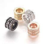 Brass Micro Pave Cubic Zirconia European Beads, Large Hole Beads, Cadmium Free & Lead Free, Column, Mixed Color, 8x6mm, Hole: 5mm(ZIRC-F062-11)