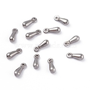 304 Stainless Steel Charms, Chain Extender Drop, Teardrop, 7.5x2.5x2.3mm, Hole: 1mm(X-STAS-6x3x3-34P)