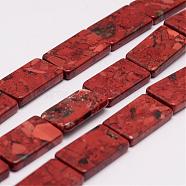 Natural Flower Agate Bead Strands, Rectangle, 20x12.5x3.5mm, Hole: 1mm, about 19pcs/strand, 16 inch(G-K153-M08)