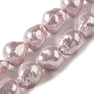 Electroplated Shell Pearl Beads Strands, Nuggets, Thistle, 14~16x12~13mm, Hole: 1.2mm, about 27pcs/strand, 15.75''(40cm)(BSHE-G035-01A-08)