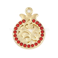 Alloy Micro Pave Rhinestone Pendants, Pomegranate, Golden, 22x16x2mm, Hole: 1.8mm(FIND-K020-12G)