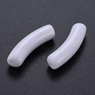 Opaque Acrylic Beads, Curved Tube, Creamy White, 32x9.5x8mm, Hole: 1.8mm(X-MACR-S372-002B-S001)