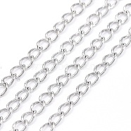 Brass Twisted Chains, Curb Chains, Soldered, with Spool, Lead Free & Nickel Free & Cadmium Free, Platinum, 3x2x0.45mm, about 301.83 Feet(92m)/roll(CHC-Q001-02-1-01P-NF)