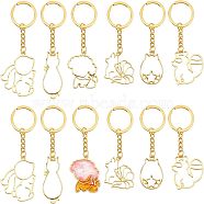 Olycraft 12Pcs 6 Style Alloy Open Back Bezel Pendants Keychain, For DIY UV Resin, Epoxy Resin, Pressed Flower Jewelry, Mixed Shapes, Lead Free & Cadmium Free, Golden, 2pcs/style(KEYC-OC0001-03)