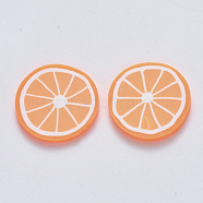 Handmade Polymer Clay Cabochons, Lemon, Dark Orange, 19~20.5x2~2.5mm(CLAY-R084-08B)