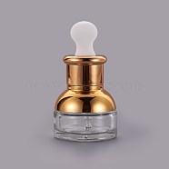 20ml Essential Oil Teardrop Bottles, with Golden Lid & Plastic Stopper, Clear, 82mm, Capacity: about 20ml(0.67 fl. oz)(MRMJ-WH0056-10)