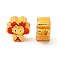 Alloy Enamel Beads, Rack Plating, Flower Character, Matte Gold Color, Red, 11x12x7mm, Hole: 3mm(ENAM-M048-13MG-A)