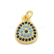 Real 18K Gold Plated Rack Plating Brass Micro Pave Cubic Zirconia Pendants Charms, Long-Lasting Plated, Lead Free & Cadmium Free, Triangle, 11x8x3mm, Hole: 3mm(KK-S396-01K)