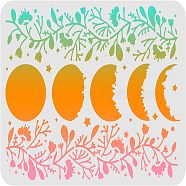 Plastic Reusable Drawing Painting Stencils Templates, for Painting on Fabric Tiles Floor Furniture Wood, Rectangle, Moon Phase Pattern, 297x210mm(DIY-WH0202-258)