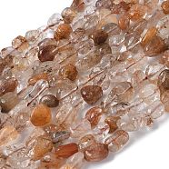 Natural Rutilated Quartz Beads Strands, Tumbled Stone, Nuggets, 5~12x5~8mm, Hole: 1mm, about 47pcs/strand, 15.7 inch(40cm)(G-L493-10)