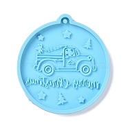 Christmas Ball with Truck Pendant Silicone Molds, Resin Casting Molds, for UV Resin, Epoxy Resin Craft Making, Deep Sky Blue, 81x75x6mm, Hole: 3mm(DIY-K051-23)