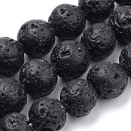 Natural Lava Rock Beads Strands, Dyed, Round, 8mm, Hole: 1mm, about 50pcs/strand, 15.7 inch(X-G-S259-11-8mm)