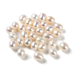 Natural Cultured Freshwater Pearl Beads, No Hole, Rice, Grade 8A+, WhiteSmoke, 6.5~9x6~7mm(PEAR-E020-08)