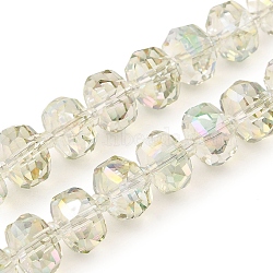 Transparent Electroplate Glass Beads Strands, Pearl Luster Plated, Faceted, Rondelle, Honeydew, 10x6mm, Hole: 1.2mm, about 60pcs/strand, 19.69''(50cm)(EGLA-P062-01A-HR04)