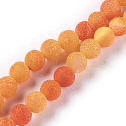 Natural Weathered Agate Beads Strands, Dyed & Heated, Round, Dark Orange, 8mm, Hole: 1.2mm, about 48pcs/strand, 14.37 inch(G-P414-A05)