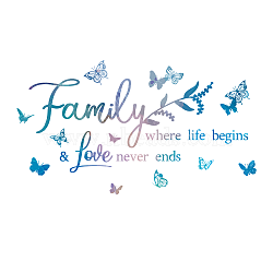 PVC Wall Stickers, Wall Decoration, Word Family, Butterfly, 1180x390mm(DIY-WH0228-879)