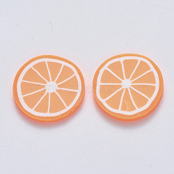 Handmade Polymer Clay Cabochons, Lemon, Dark Orange, 19~20.5x2~2.5mm(CLAY-R084-08B)