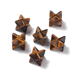 Natural Tiger Eye Beads, No Hole, Carved, Merkaba Star, 13x13.5mm(G-A205-01B)