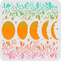 Plastic Reusable Drawing Painting Stencils Templates, for Painting on Fabric Tiles Floor Furniture Wood, Rectangle, Moon Phase Pattern, 297x210mm(DIY-WH0202-258)