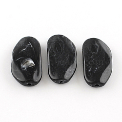 Acrylic Beads, Imitatin Jade Style, Black, 45x24x9mm, Hole: 2.5mm(X-MACR-R463-1)