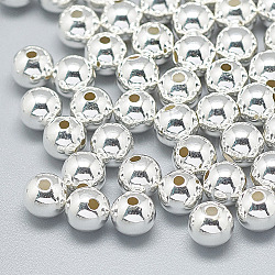 925 Sterling Silver Beads, Round, Silver, 6mm, Hole: 1.8mm(STER-T002-237S-6mm)