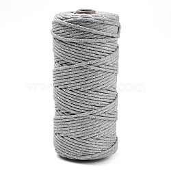 Cotton String Threads, Macrame Cord, Decorative String Threads, for DIY Crafts, Gift Wrapping and Jewelry Making, Light Grey, 3mm, about 109.36 Yards(100m)/Roll.(OCOR-T001-02-18)