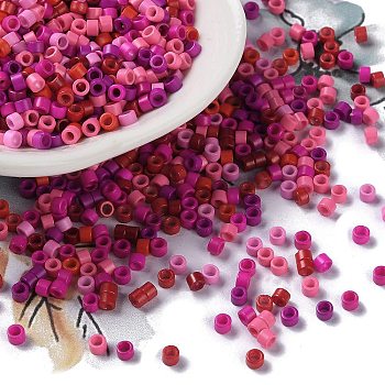 Baking Paint Glass Seed Beads, Cylinder, Medium Violet Red, 2.5x2mm, Hole: 1.4mm, about 45359pcs/pound