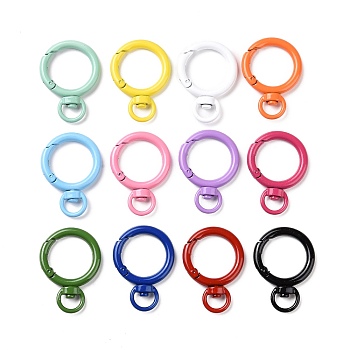 Spray Painted Alloy Swivel Snap Hooks Clasps, Rings, Mixed Color, 39.5x28x6mm, Hole: 9mm, inner diameter: 19.5mm.