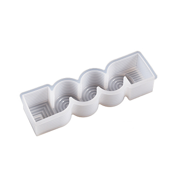 DIY Silicone Candle Molds, for Scented Candle Making, Wave Pillar, White, 17.1x5.1x3.1cm