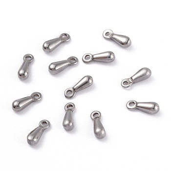304 Stainless Steel Charms, Chain Extender Drop, Teardrop, 7.5x2.5x2.3mm, Hole: 1mm