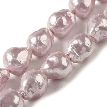 Electroplated Shell Pearl Beads Strands, Nuggets, Thistle, 14~16x12~13mm, Hole: 1.2mm, about 27pcs/strand, 15.75''(40cm)