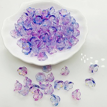 Handmade Lampwork Beads, AB Color, Lily of the Valley, Dark Violet, 12x8mm, Hole: 1.2mm